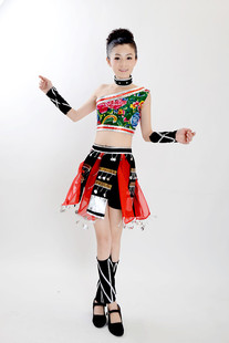 新款女士佤族甩发舞民族舞蹈服装 少数民族特色演出服装