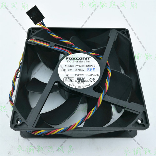 FOXCONN 12CM 12V 0.90A PV123812DSPF 01 12038 4线 PMW控速风扇