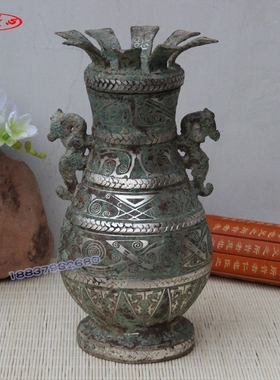 客厅摆件莲鹤方壶仿古青铜器