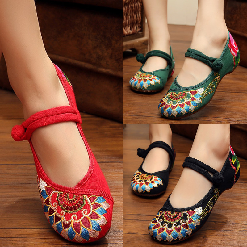 2019 Spring and summer New products Retro dance Ethnic style The increase in Embroidered shoes Old Beijing Women cloth shoes Single shoes Shallow mouthin the Women's Shoes, Low shoes  category - from Buy2taobao.com to provide professional Taobao agent buy service