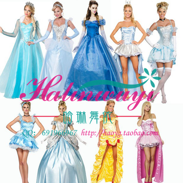 白雪公主长裙成人舞台演出服圣诞节万圣节迪士尼灰姑娘装扮晚礼服