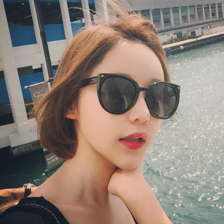 墨镜女潮明星同款猫眼太阳镜女士2018新款韩国复古圆脸个性眼镜