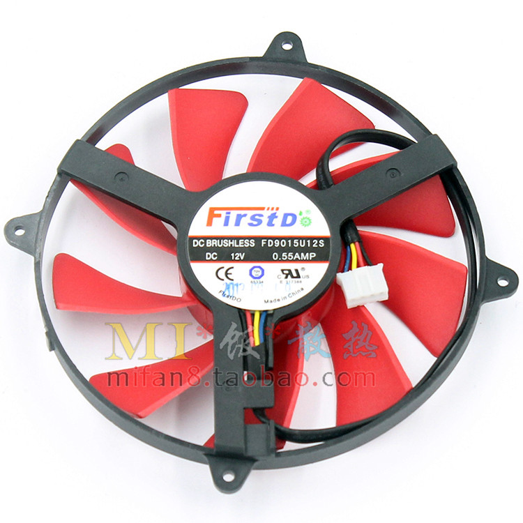 Firstdo FD9015U12S DC12V 0.55 AMP 4线PWM温控风扇 ATI  NVIDIA