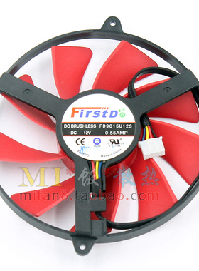 Firstdo FD9015U12S DC12V 0.55 AMP 4线PWM温控风扇 ATI  NVIDIA