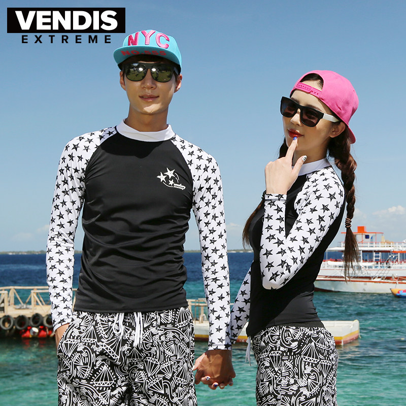 特价韩版游泳潜水衣男女情侣防晒长袖水母衣浮潜单车沙滩外套夏黑