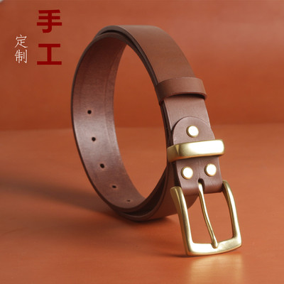 意大利牛仔裤休闲皮带手工定制