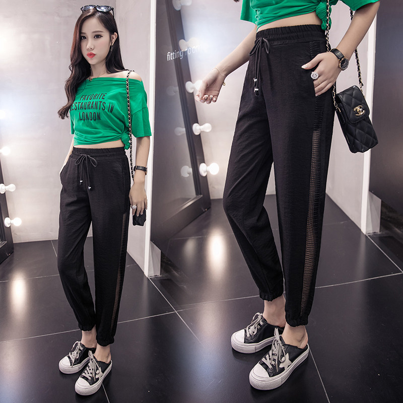 Casual pants women 2017 new pattern summer Thin section motion Haren pants Side Hollow Jacobs Ninth pants Chiffon pantsin the Women's clothing/Boutique , Pants , Casual pants  category - from Buy2taobao.com to provide professional Taobao agent buy service