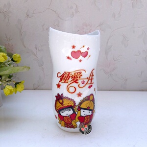 景德镇瓷器◆艺术陶瓷笔筒小花瓶 装饰摆件摆设◆爱恋文具