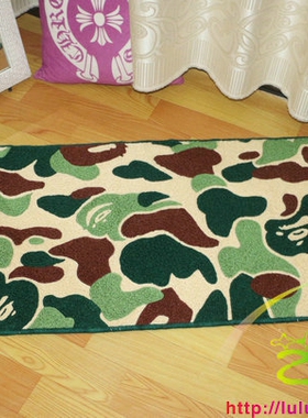 BAPE猿人安逸猴Bathing Ape军绿色迷彩地毯地垫坐垫客厅防滑垫