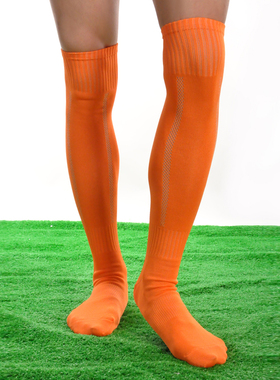 足球袜男款成人长筒袜防滑过膝专业运动袜子薄袜锦纶橙色吸汗透气