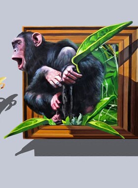 壁纸立体涂鸦猴子墙画设计定制