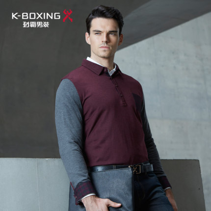 劲霸男装t恤衫 秋冬装男款长袖T恤上衣长袖商务休闲T恤