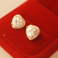 New Korean love fine zircon drill non pierced earrings ear Stud Earrings ear jewelry ear bones clip