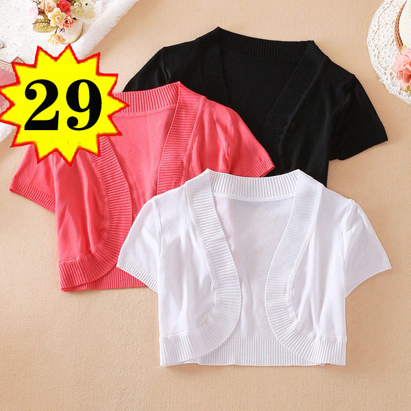 2020夏裝新款韓版女冰絲弧形針織開衫短款開襟外套短袖小披肩外搭在類目 女裝/女士精品, 毛針織衫中 - 來自Buy2taobao.com提供專業的淘寶代購服務