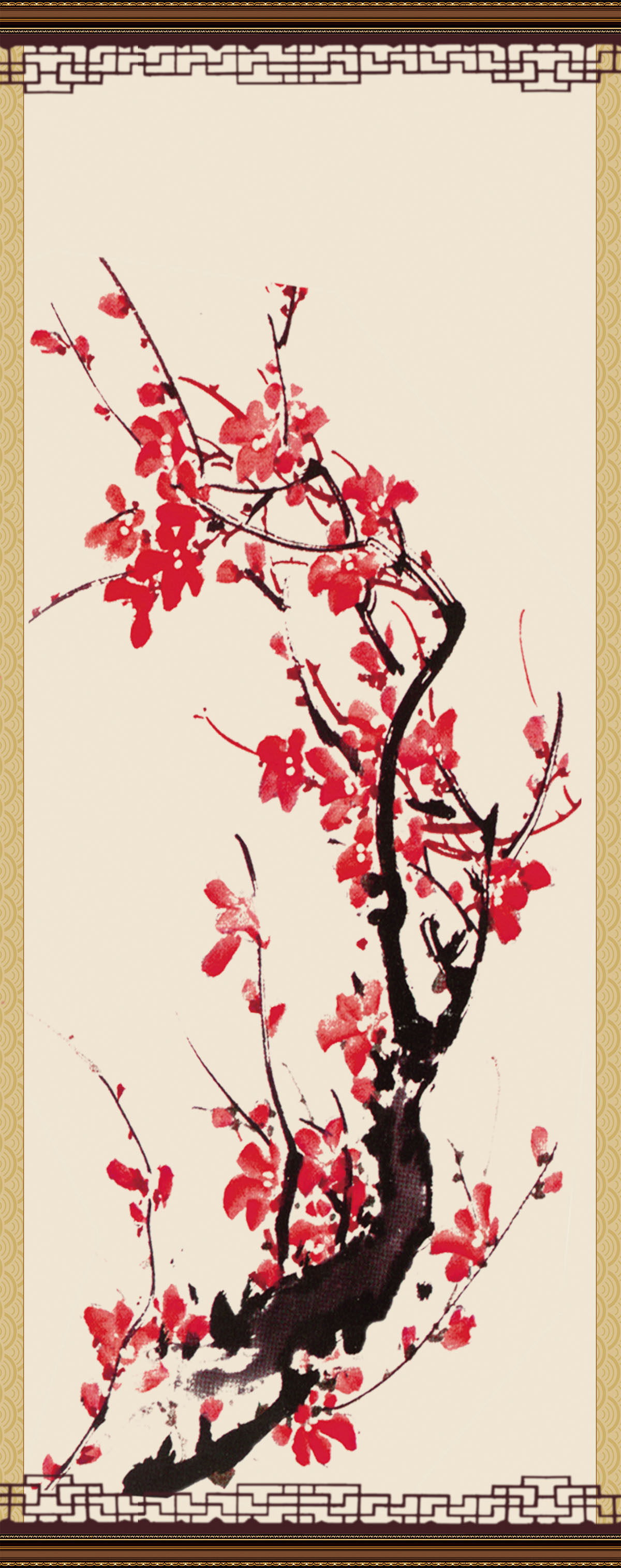 756海报印制展板写真喷绘636中国风国画梅花画墙壁装饰画