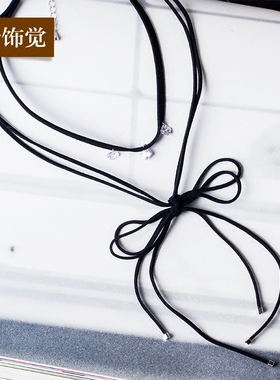 流行饰韩版多层绒坠锆石蝴蝶结