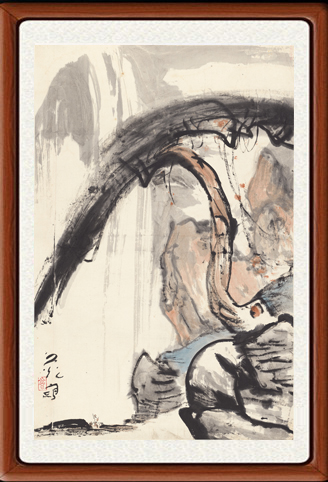 国画山水画挂画装饰画客厅非手绘书画字画书法谢之光苍松图赠装裱
