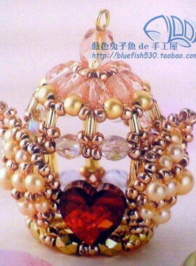 DIY手工串珠 进口米珠水晶珠材料包 天使鸟笼心挂件 中文走线教程
