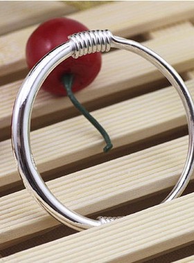 包邮光面圆肚简易百搭风纯银手镯