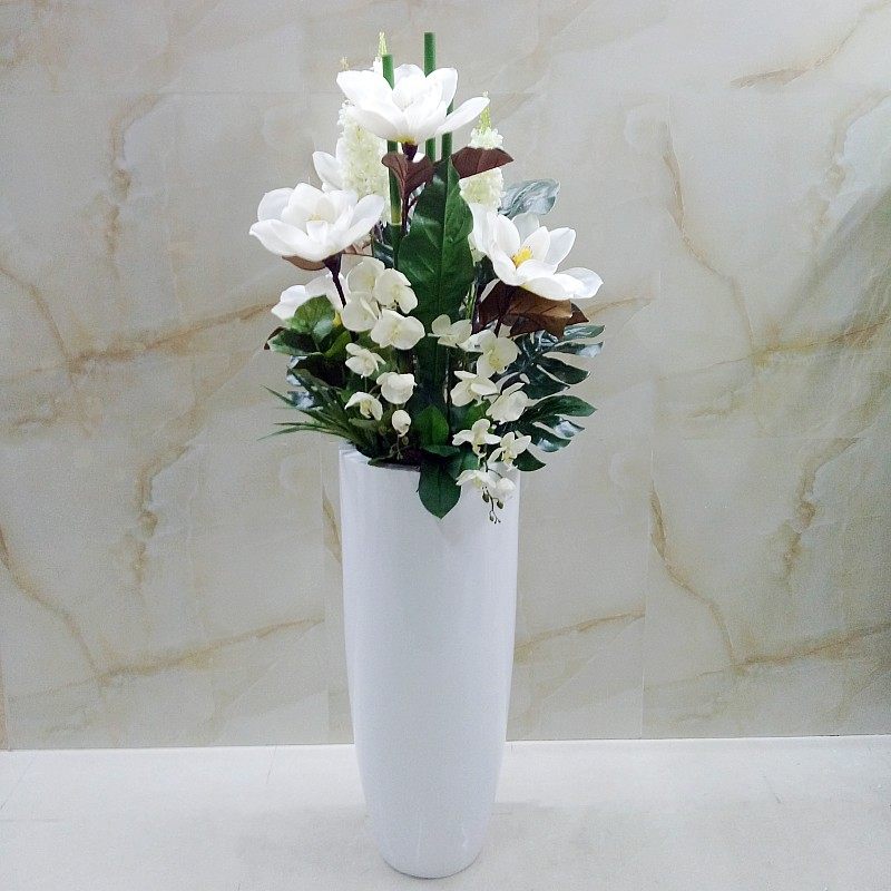 奢华玉兰整体花艺落地大花瓶套装仿真花艺酒店样板房客厅家居饰品