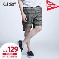 Viishow2015 summer dress new shorts men's plus size shorts on the streets in Europe and America five pants Plaid Capris