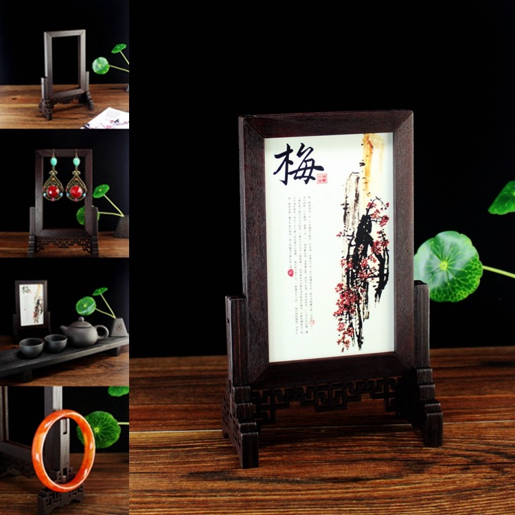 中国风覆古迷你屏风摆件台屏 组装式相框餐牌架 茶具拍摄装饰道具