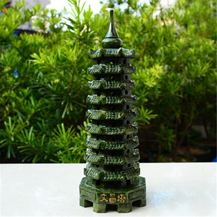 九层天然玉石塔招财摆件儿童房书房办公室客厅商务礼品工艺品