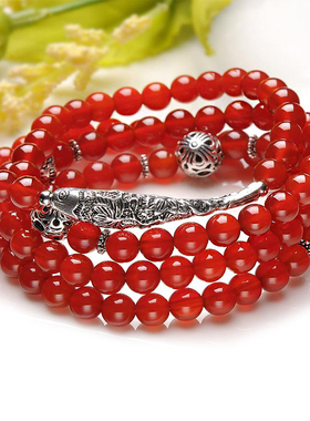 天然红玛瑙年年有余手串