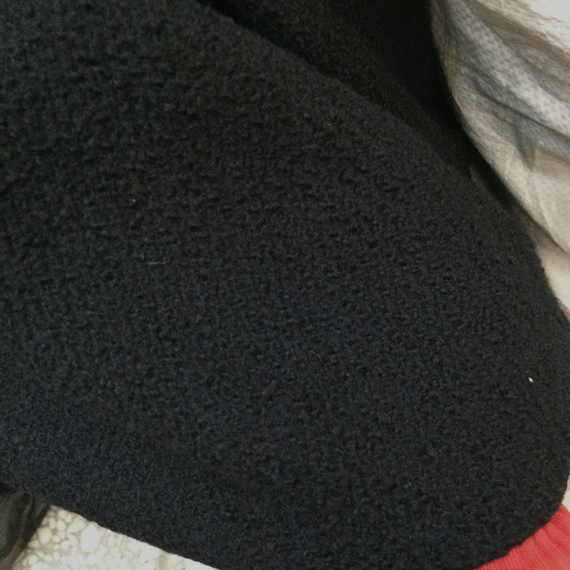 外单 黑色圈圈粗呢千岛呢毛呢面料 秋冬大衣料 DIY 布料可