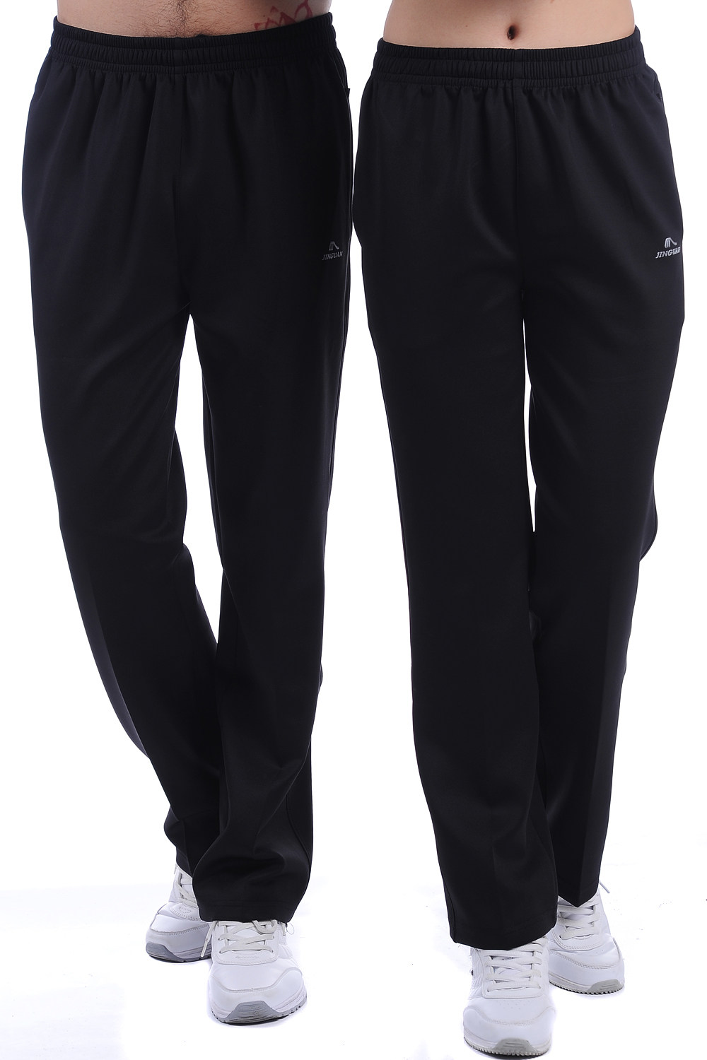 晋冠黑色运动裤透气速干南韩丝女男长裤春秋夏中老年身操裤团体裤