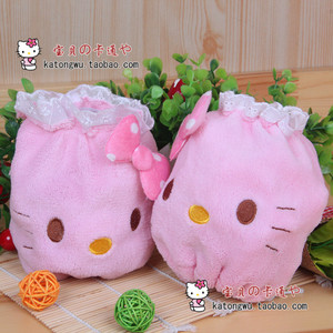 hello kitty凯蒂猫短款毛绒套袖 蕾丝花边护袖 卡通可爱防污袖套