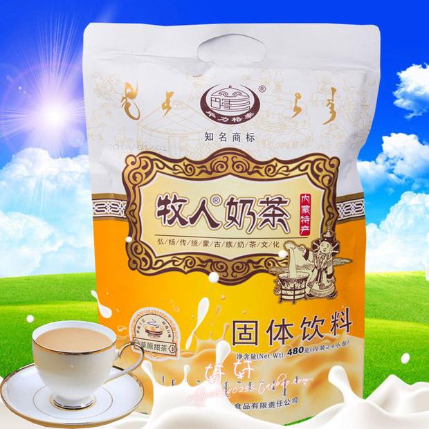 2袋减6元 内蒙古特产达茂旗毕力格泰正宗牧人奶茶甜味480g 24小包 咖啡/麦片/冲饮 袋装奶茶 原图主图