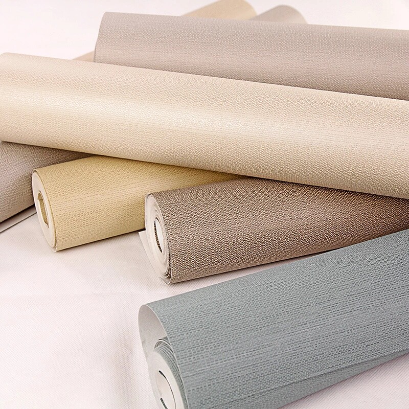 无纺布纯色素色家装亚麻布纹墙纸客厅卧室书房办公室茶楼酒店壁纸