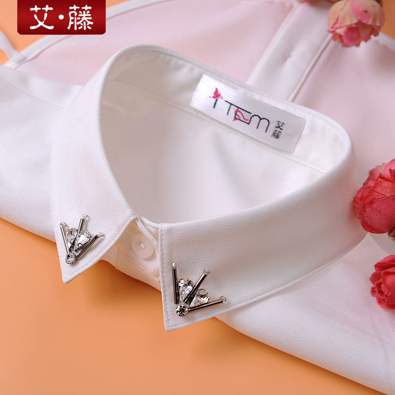 艾藤春新款雪纺百搭钉珠假领子女士职业秋冬装饰衬衫假领