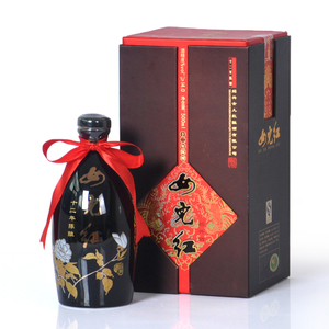 绍兴黄酒女儿红 花雕酒12年 黑瓷十二年精品黑牡丹500ml礼盒佳品