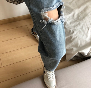 @ ZEROZEROHOU 夏新款哈伦宽松牛仔裤胖妹妹破洞裤大码女裤