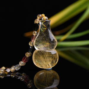 鲍氏 水晶饰品发晶葫芦 发丝柔顺 流行毛衣链 项链碧玺与发晶搭配