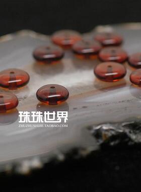 珠珠世界diy饰品配件散珠 天然波兰琥珀血珀 算珠隔珠隔片9mm-10m