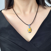 Thai natural beeswax lapis lazuli pendant in 925 Silver Pendant ladies cloisonne jewelry new