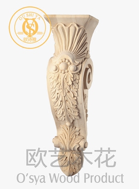 木雕装饰欧式花大柱头手工