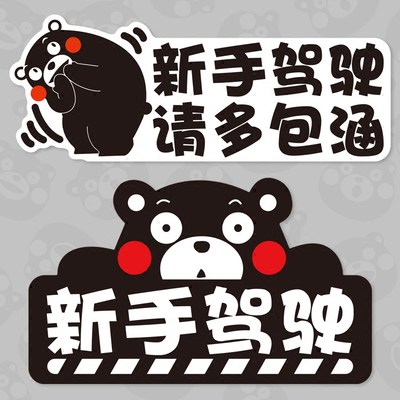 实习反光无胶熊本上路汽车装饰贴