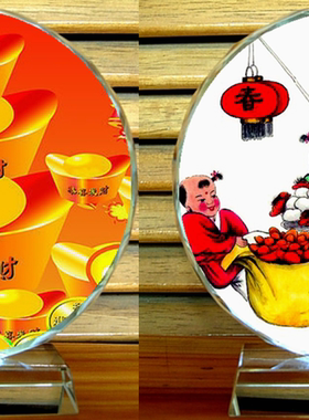 中国传统风纪念品春节水晶摆件