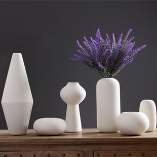 白色陶瓷满天星干花花瓶创意客厅现代简约文艺田园桌面小花瓶 欧式