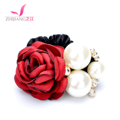 River of red roses, Pearl hair rubber band flowers tied string rope Korea bridal tiaras hair accessories