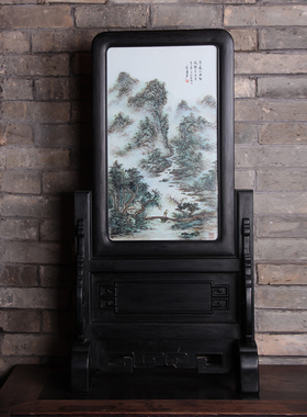 景德镇画版画手绘摆件坐屏陶瓷板