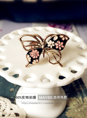 韩国时尚个性风滴釉蝴蝶食指花朵