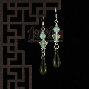 古装耳饰浅紫色水滴耳饰浅绿色耳坠古装造型汉服仙女女士耳勾耳夹