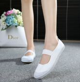 包邮 布鞋 环球国途白色工作鞋 帆布鞋 体操鞋 护士鞋 软底皮头手绘女鞋