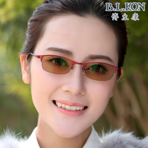 变色半框小脸防辐射眼镜架