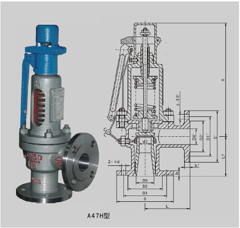 A47H-16C 25C 型微启式安全阀 DN40 DN50 中国罗浮安全阀